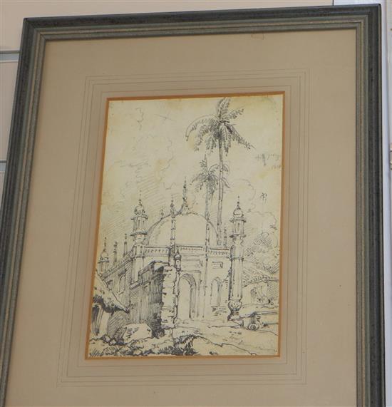 George Chinnery (1774-1852), pencil drawing, Bengal Tomb, inscribed verso, 21.5 x 15cm, Ex collection of Lord Amulree Cranbrook